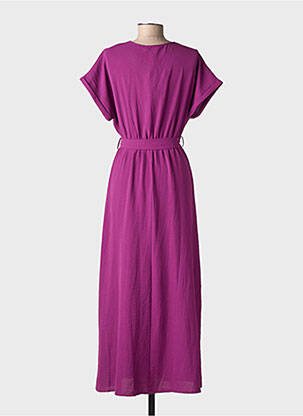 Robe longue manches courtes manches courtes violet GRACE & MILA femme