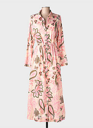 Robe longue manches longues manches longues rose GRACE & MILA femme