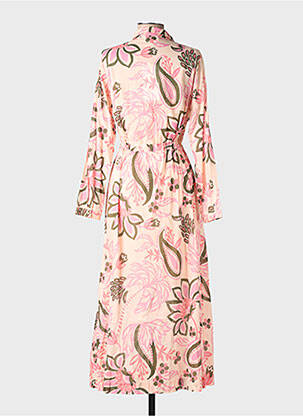 Robe longue manches longues manches longues rose GRACE & MILA femme