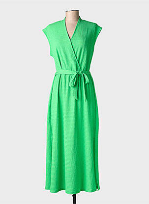 Robe longue tissage crêpe sans manche vert GARCIA femme