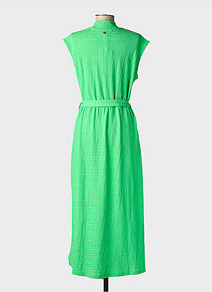 Robe longue tissage crêpe sans manche vert GARCIA femme
