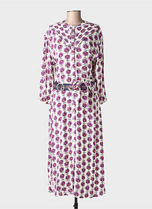 Robe longue imprimé fleurs manches 3/4 violet POM AMSTERDAM femme