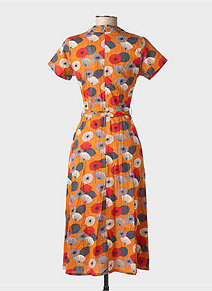 Robe mi-longue imprimé fleurs manches courtes jaune LALITA femme