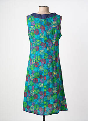 Robe mi-longue imprimé fleurs sans manche bleu LALITA femme