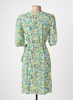 Robe mi-longue imprimé fleurs manches courtes vert FREEMAN T.PORTER femme