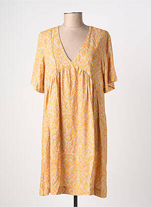 Robe courte manches courtes manches courtes orange GRACE & MILA femme
