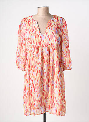 Robe courte manches 3/4 manches 3/4 orange GRACE & MILA femme