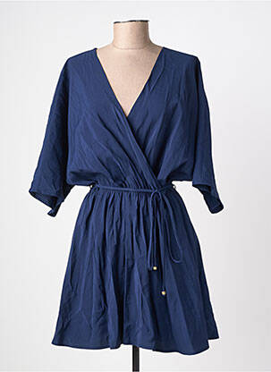 Robe courte manches 3/4 manches 3/4 bleu PLEASE femme