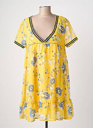 Robe courte coupe fluide manches courtes jaune TEDDY SMITH femme