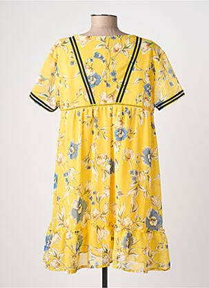 Robe courte coupe fluide manches courtes jaune TEDDY SMITH femme
