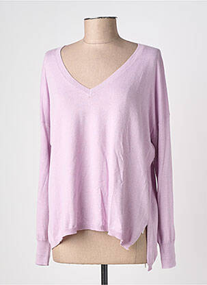 Pull col v manches longues violet GRACE & MILA femme