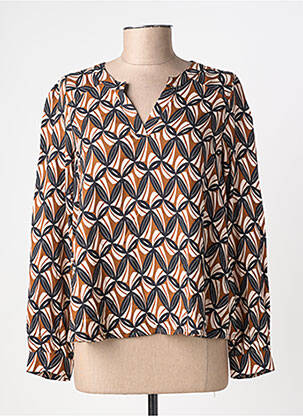 Blouse tissage popeline manches longues marron PRINCESSE NOMADE femme
