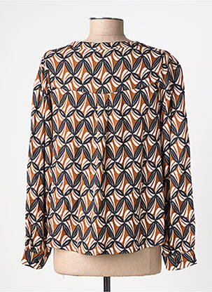 Blouse tissage popeline manches longues marron PRINCESSE NOMADE femme
