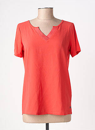 T-shirt col v manches courtes orange GARCIA femme