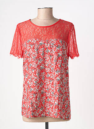Top tissage crêpe manches courtes rouge GRACE & MILA femme