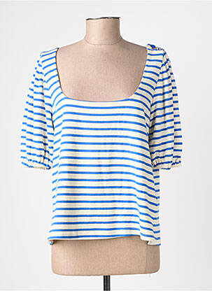 T-shirt manches 3/4 manches 3/4 bleu GRACE & MILA femme