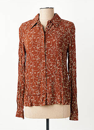 Chemisier coupe cintrée manches longues marron EMILIE.K femme