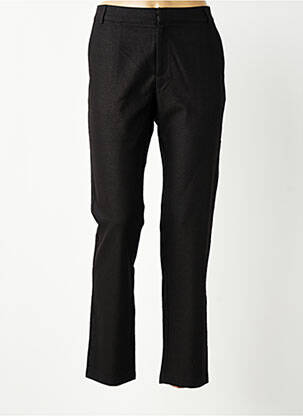 Pantalon chino fermeture zippée sous rabat avec crochet taille normale noir CHATTAWAK femme