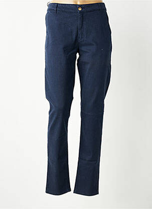 Pantalon chino fermeture zippée sous rabat boutonné taille normale bleu COUTURIST femme