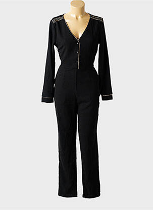 Combi-pantalon tissage crêpe manches longues noir CHERRY PARIS femme