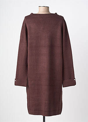 Robe pull coupe droite manches longues marron MARINELLO femme
