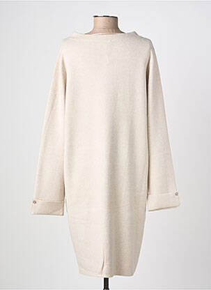 Robe pull coupe droite manches longues beige MARINELLO femme