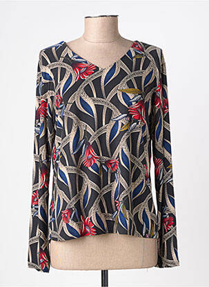 Top imprimé fantaisie manches longues noir ATLANTA femme