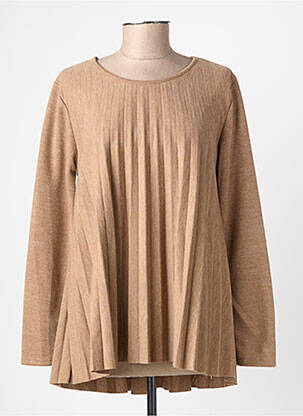 Pull col rond manches longues beige LA PETITE NÎMOISE femme