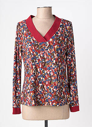Top imprimé fantaisie manches longues rouge ATLANTA femme