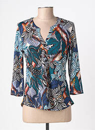 Blouse imprimé fantaisie manches longues bleu ATLANTA femme