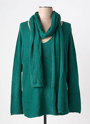 Pull tunique stretch manches longues vert ATLANTA femme