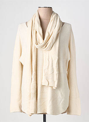 Pull tunique stretch manches longues beige ATLANTA femme