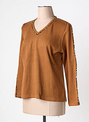 Pull coupe droite manches longues marron MERI & ESCA femme