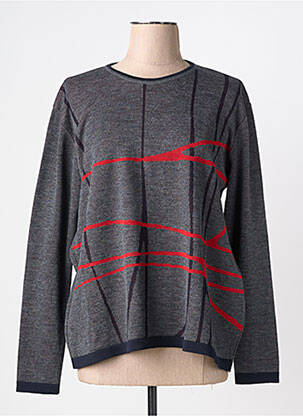 Pull tissage chiné manches longues gris OMC femme