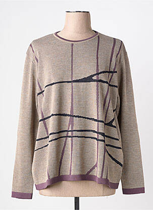 Pull tissage chiné manches longues beige OMC femme