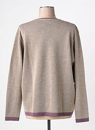 Pull tissage chiné manches longues beige OMC femme
