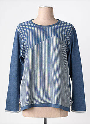 Pull tissage chiné manches longues bleu OMC femme