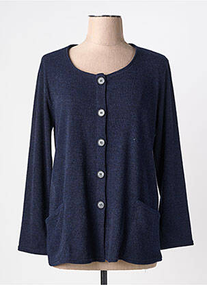 Gilet manches longues col rond bleu MARIE. L PARIS femme