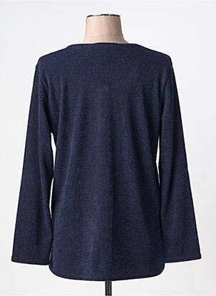 Gilet manches longues col rond bleu MARIE. L PARIS femme