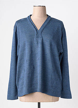 Pull tissage chiné manches longues bleu OMC femme