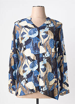 Chemisier imprimé fantaisie manches longues bleu IMPULSION femme