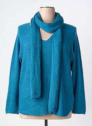 Pull tunique stretch manches longues bleu ATLANTA femme