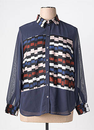 Chemisier tissage crêpe manches longues bleu MERI & ESCA femme
