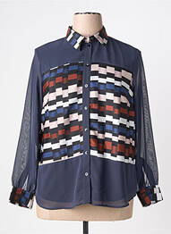 Chemisier tissage crêpe manches longues bleu MERI & ESCA femme