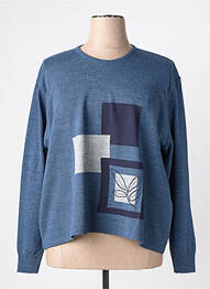 Pull tissage chiné manches longues bleu OMC femme