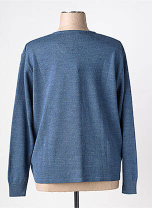 Pull tissage chiné manches longues bleu OMC femme