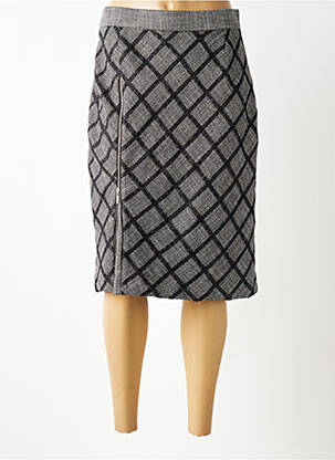 Jupe mi-longue taille à pinces gris IMPULSION femme