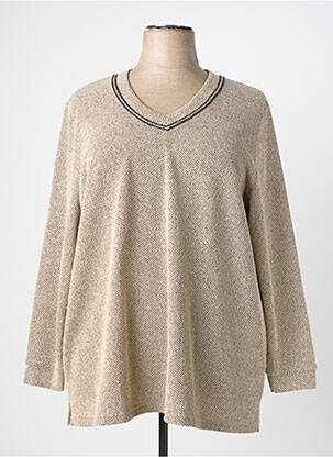 Pull tissage chiné manches longues beige MERI & ESCA femme
