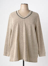 Pull tissage chiné manches longues beige MERI & ESCA femme