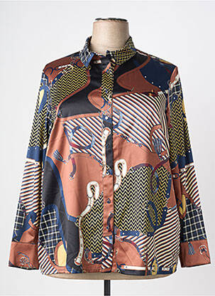 Chemisier imprimé fantaisie manches longues marron GREGORY PAT femme